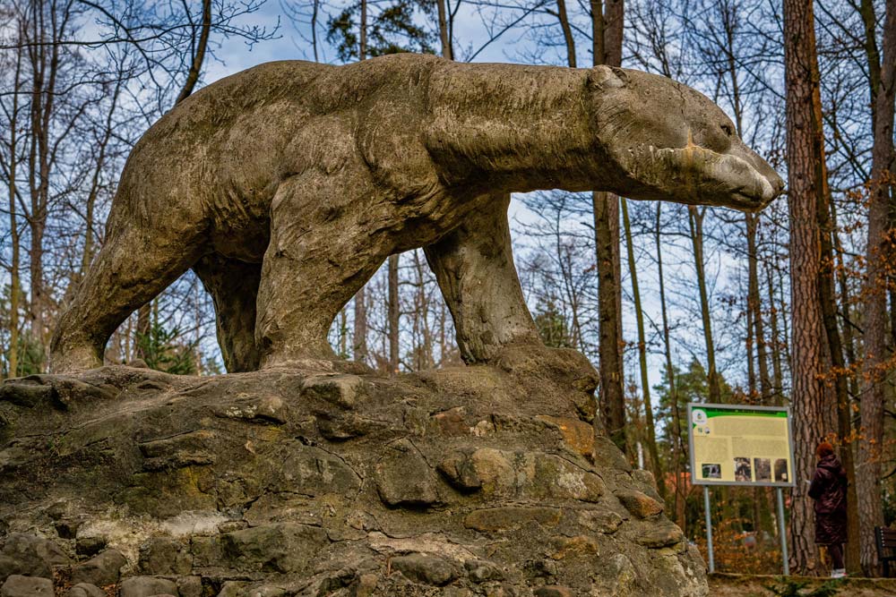 Pomnik niedźwiedzia polarnego w Polanicy-Zdroju — tu miał zatrzymać się lodowiec – zdjęcie tytułowe